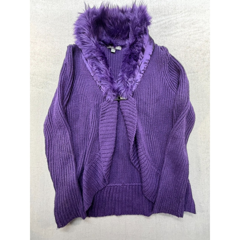 Roz Ali Acrylic Faux Fur Cardigan Purple Size Medium‎ Women